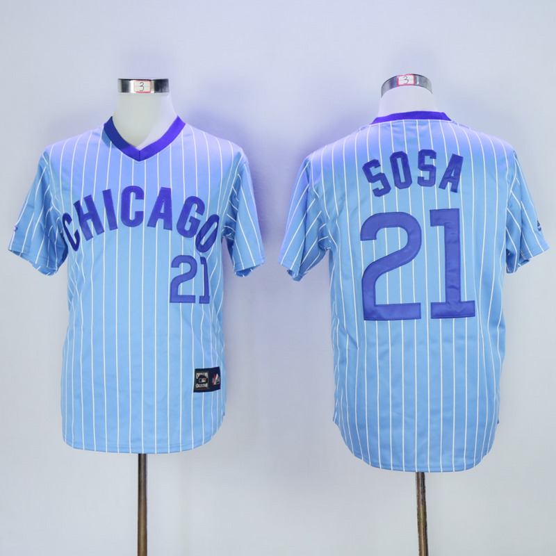 2017 MLB Chicago Cubs #21 Sosa Blue White stripe Throwback Jerseys